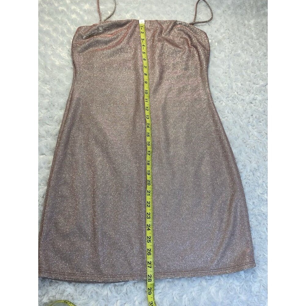 Windsor Spaghetti Strap Pink Shimmer Dress Size L Mini Party Ready Holiday Comfy - Picture 8 of 10